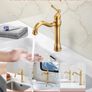 Single Handle Sink Faucet, Solid Brass Single Handle Kitchen Faucet, 1 or 3 Hole Kitchen Faucets with Push-Button Drain Image 6