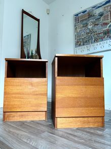 Vintage Retro Mid Century Teak Bedside Cabinets (Pair)