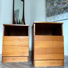 Vintage Retro Mid Century Teak Bedside Cabinets (Pair)