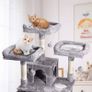NEW SALE | Cat Tree Tower 170cm Cat Scratching Post with Condos, Basket, Hammock & Plush Perches for Kittens, Large Cats, Light Grey Image 4