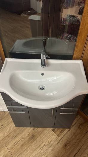 Bathroom Vanity Unit + Sink + Mirrored Cabinet