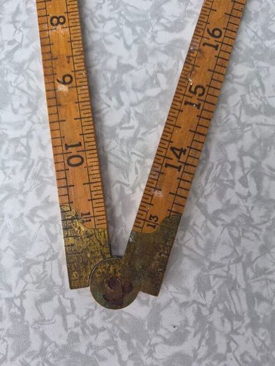 Antique 24 2FT Wood & Brass Pocket Ruler No. 25P