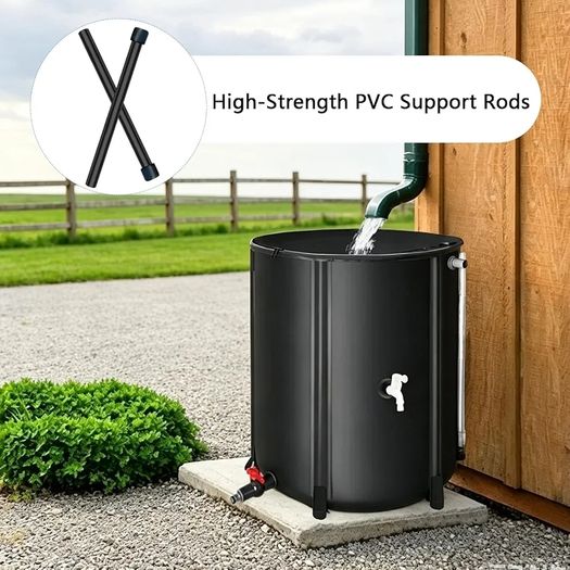 Portable Foldable Water Storage Tank 200L/52Gal, Outdoor Heavy Duty PVC Collapsible Rain Barrel with Brass Spigot, Large Capacity Reusable Water Catcher Container for RV, Camping, Plant Watering