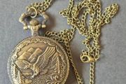 Quartz Vintage Style Pocket Watch, eagle design.