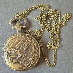 Quartz Vintage Style Pocket Watch, eagle design.