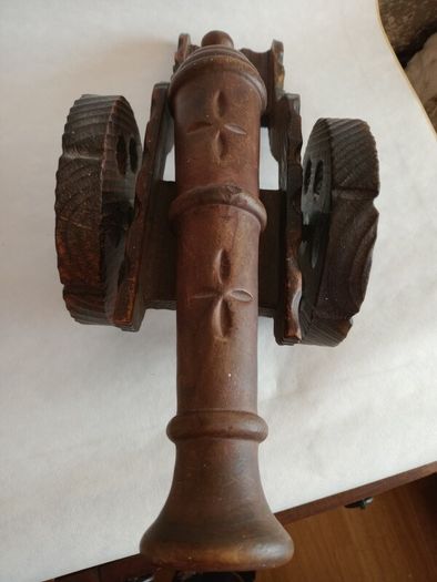 Vintage Carved Wood Cannon