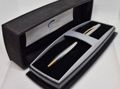Vintage Cross ATX Medallist Ballpoint Pen Chrome & Gold