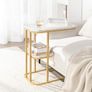 Side Table  faux marble with Golden Metal Frame Image 3