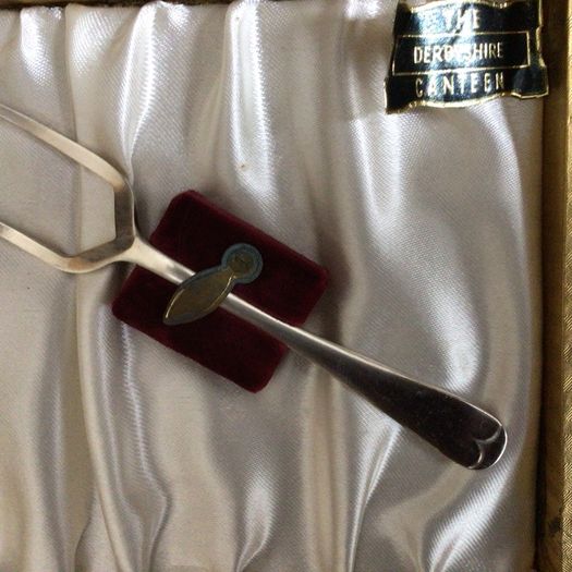 Vintage Boxed pastry forks with server