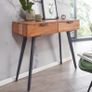 Solid Acacia Wood Console Table with 2 Drawers Image 2
