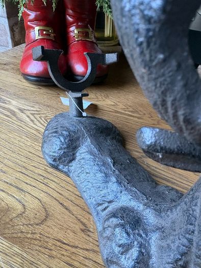 New with tags heavy cast iron stag wine bottle holder