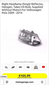 Front right headlamp VW Polo