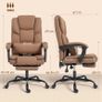 Reclining Faux Leather Office Chair with Footrest and Casters, 65x67x111-119 cm, Brown Image 2
