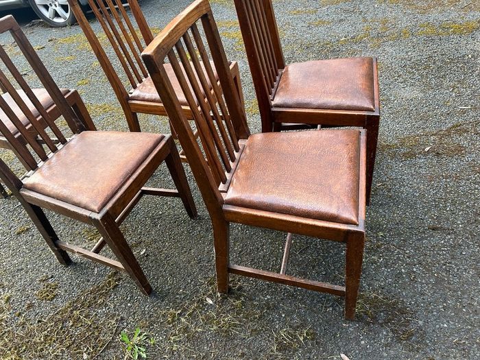 Arts and Crafts Style Solid Wooden Chairs x6