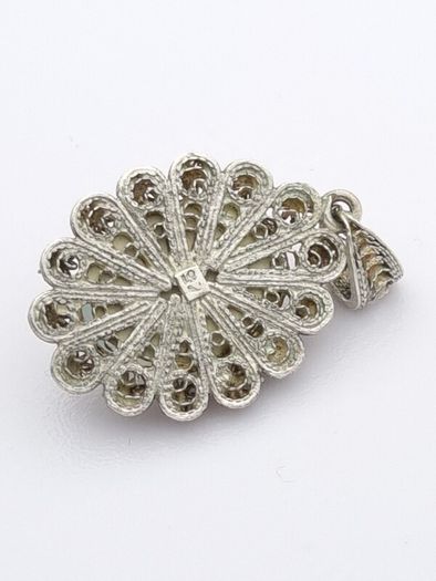 Vintage Ornate Sterling Silver Opalite Pendant