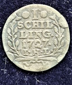 Germany 1727 Silver 1 Schilling Hamburg, Free Hanseatic city of