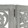 Hand carved 3-Panel Room Divider Grey 120x165 cm Solid Mango Wood Image 4
