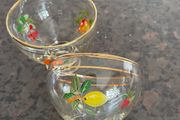 Vintage c1950s glass pedestal dessert bowls PAIR