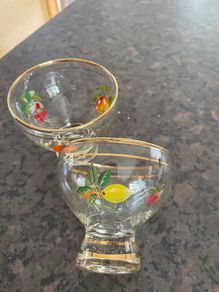 Vintage c1950s glass pedestal dessert bowls PAIR