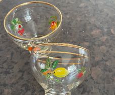 Vintage c1950s glass pedestal dessert bowls PAIR