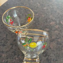 Vintage c1950s glass pedestal dessert bowls PAIR