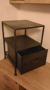 Pomax Home Collection Industrial Style Metal Designer Side Bedside Table Locker Drawer