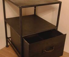 Pomax Home Collection Industrial Style Metal Designer Side Bedside Table Locker Drawer