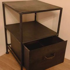 Pomax Home Collection Industrial Style Metal Designer Side Bedside Table Locker Drawer