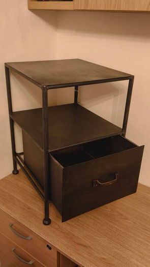 Pomax Home Collection Industrial Style Metal Designer Side Bedside Table Locker Drawer