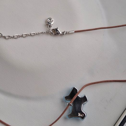 Swarovski crystal blue dog corded necklace very good condition