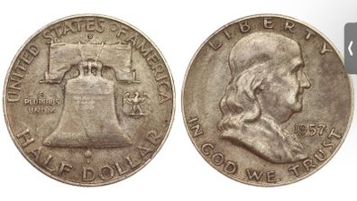 B.Franklin Half Dollar 1957 D