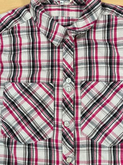 Quicksilver Button Up Short Sleeve Shirt Pink Plaid Sz Small - Pearl Button
