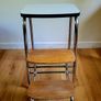 Vintage 1970s French Fold Out Kitchen Step Stool Chrome & Wood Image 4