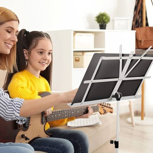 Sheet Music Stand Metal Portable with Carrying Bag, Sheet Music Folder, Projector Stand, Portable Podium Stand, Laptop Stand Pink