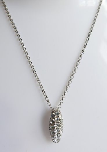 Vintage 925 Sterling Silver Necklace with Crystal-Embellished Pendant
