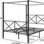 Canopy Bed Frame King Size with Metal Headboard and Footboard Modern Style Steel Bed Platform Heavy Duty Slats Bed, Black Image 3