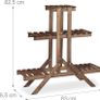 Flower Ladder Rack with 3 Tiers, Wooden, Flower Stand for Indoors, Multi-Tier, HxWxD: ca 82.5 x 83 x 28.5 cm, Dark Brown Image 4
