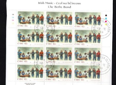 2008 Ireland Irish Music 82c The Bothy Band Commemorative Stamps Sheetlet Plate 1A1A1A1A Fine CDS Used with Dublin cancel of 26th June 2009 (First day of issue)