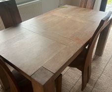 Solid Oak table & 4 dining chairs