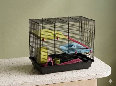 2-Level Small Animal Cage with Shelves & Accessories