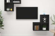 4 Piece TV Cabinet Set Black Chipboard