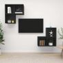4 Piece TV Cabinet Set Black Chipboard Image 5
