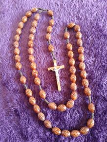 ROSARY - Carved Wood and Corded