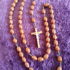 ROSARY - Carved Wood and Corded