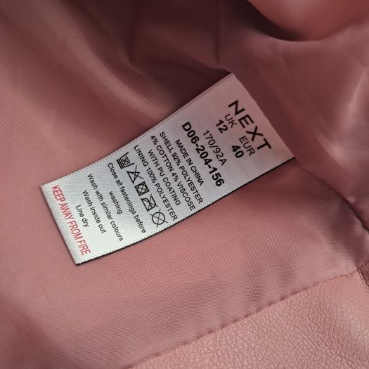 Next  Pink leather  biker jacket .size 10  12 M  New.