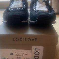 Lodi Love black fabric and suede trainer