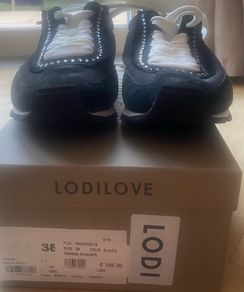 Lodi Love black fabric and suede trainer