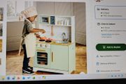 toy kitchen and coffee machine