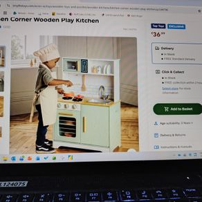 toy kitchen and coffee machine