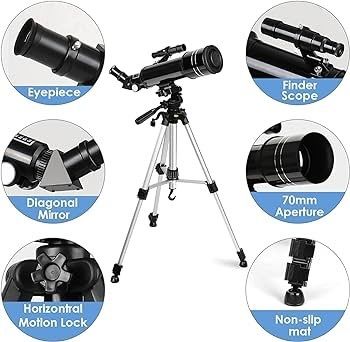 FREE EXPRESS SHIPPING Telescope, Pro 400/70 FMC Refractor Telescopes with Adjustable Tripod & & Finder Compass Portable Travel Telescope Perfect Portable Scope for Adult Children Teens
